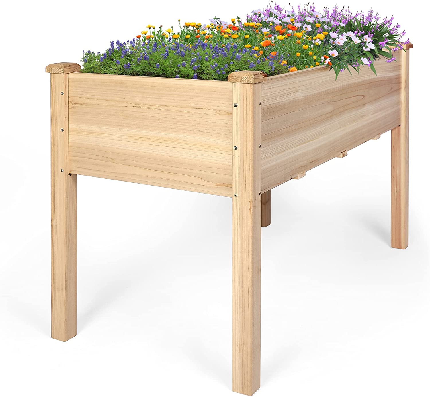 Wooden Raised Garden Bed 47.2" x 21.6" x 29.5" Elevated Wood Planter Box with Legs - Bosonshop