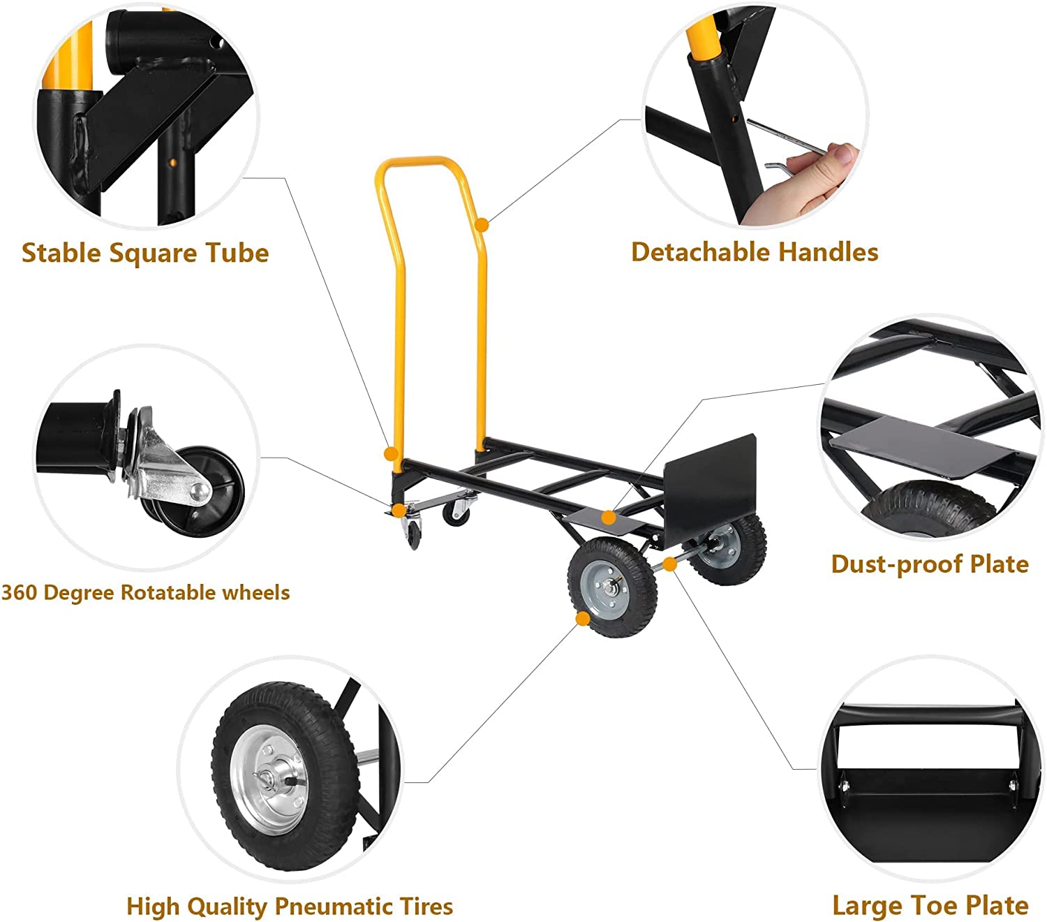 2-in-1 Convertible Multipurpose Dolly/Cart Hand Truck Heavy Duty Platform Cart with Swivel Wheels 330 Lbs Capacity - Bosonshop