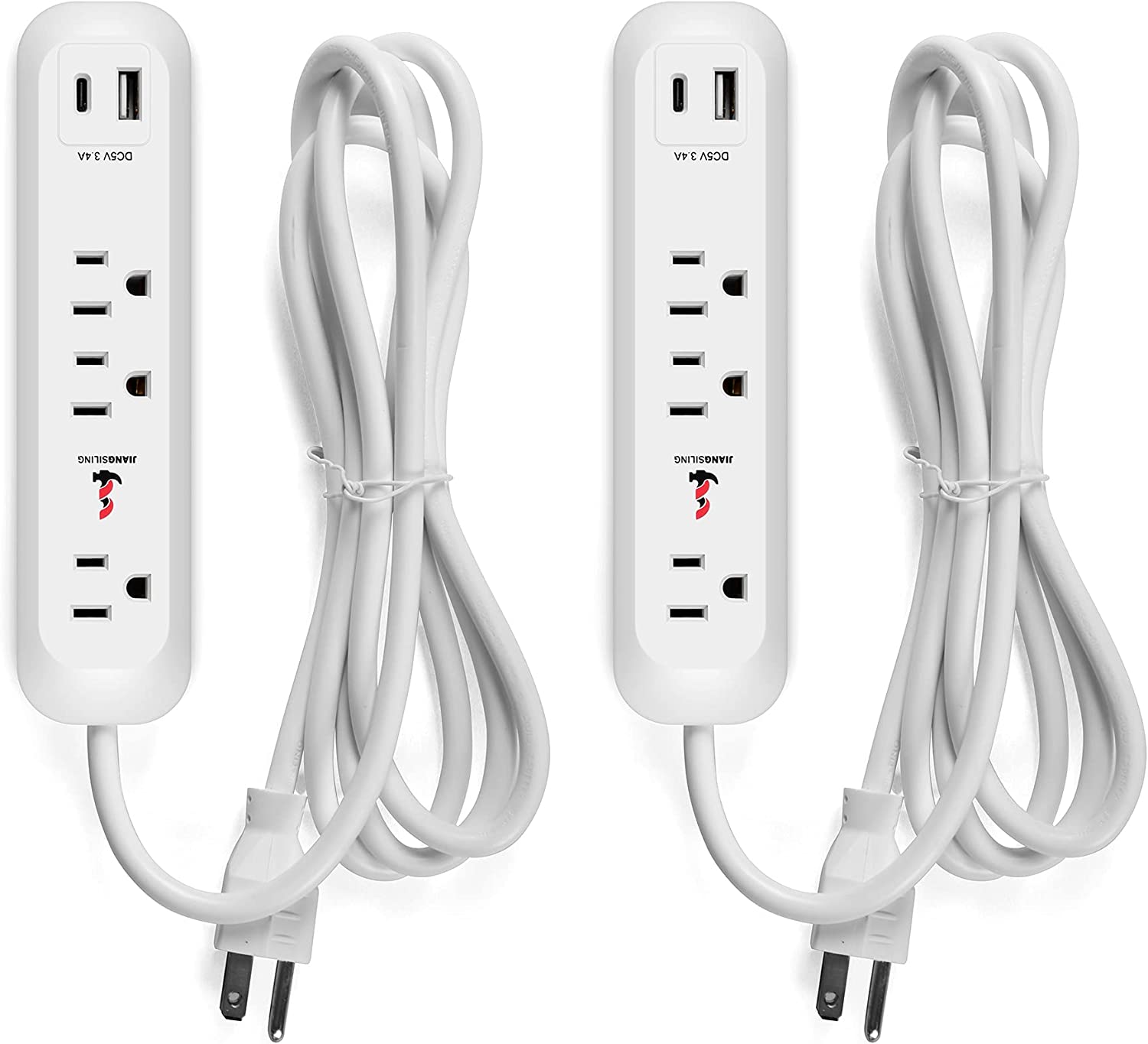 Surge Protector Power Strip with 3 Outlet and USB Port(5V/2.4A) & Type-C Port(5V/3A), 6 Ft Extension Cord - Bosonshop