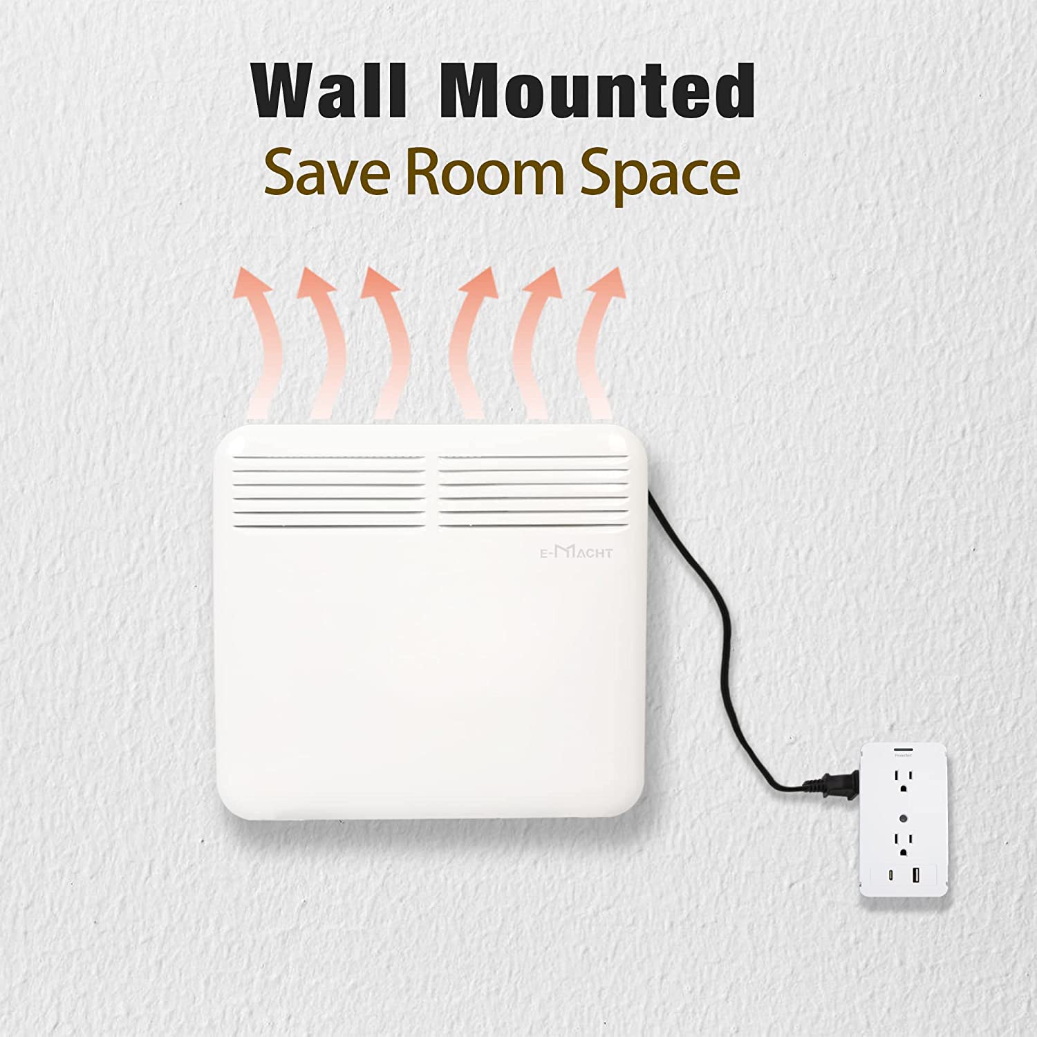 (Out of Stock) 750W Wall-Mounted Electric Space Heater with Adjustable Thermostat, Portable Convection Freestanding Heater - Bosonshop