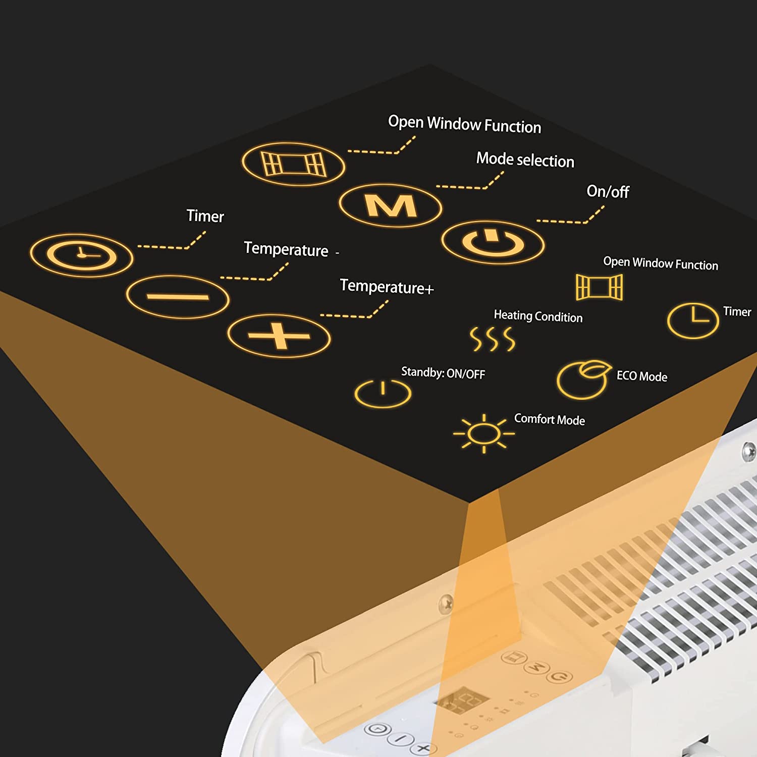 (Out of Stock) 750W Wall-Mounted Electric Space Heater with Adjustable Thermostat, Portable Convection Freestanding Heater - Bosonshop