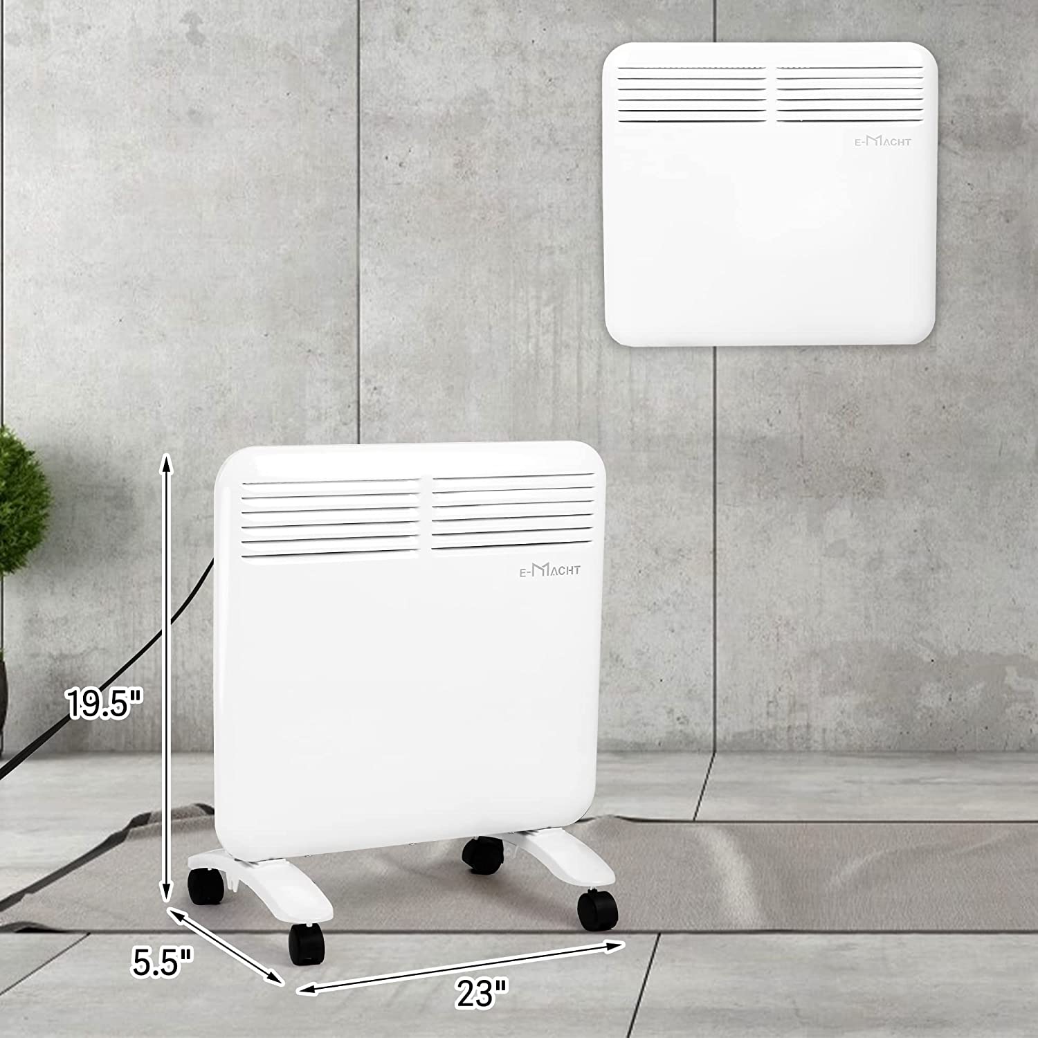 (Out of Stock) 750W Wall-Mounted Electric Space Heater with Adjustable Thermostat, Portable Convection Freestanding Heater - Bosonshop