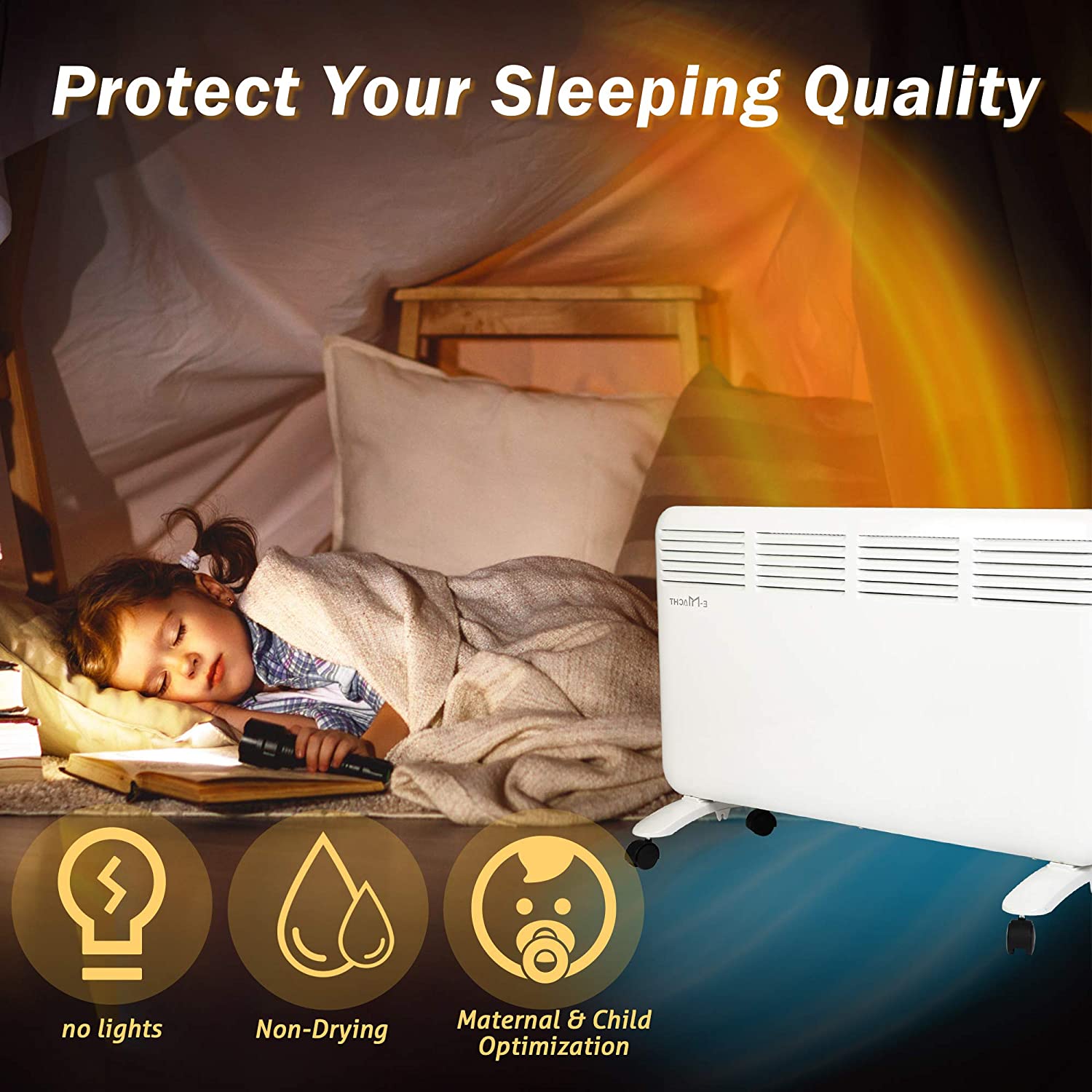 BOSONSHOP 1500W Electric Space Heater Freestanding Large Room Convection Heater w/ Adjustable LED Digital Thermostat