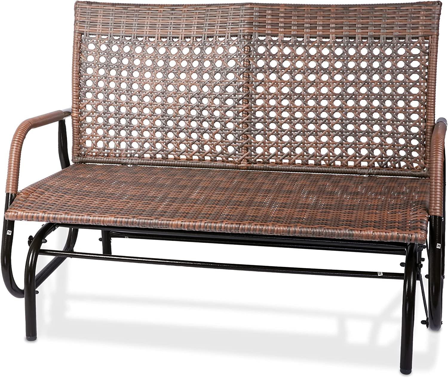 (Out of Stock) Swing Glider Chair, 48" Patio Swing Loveseat Chair w/ Extra Wide Seat and Curved Backrest - Bosonshop