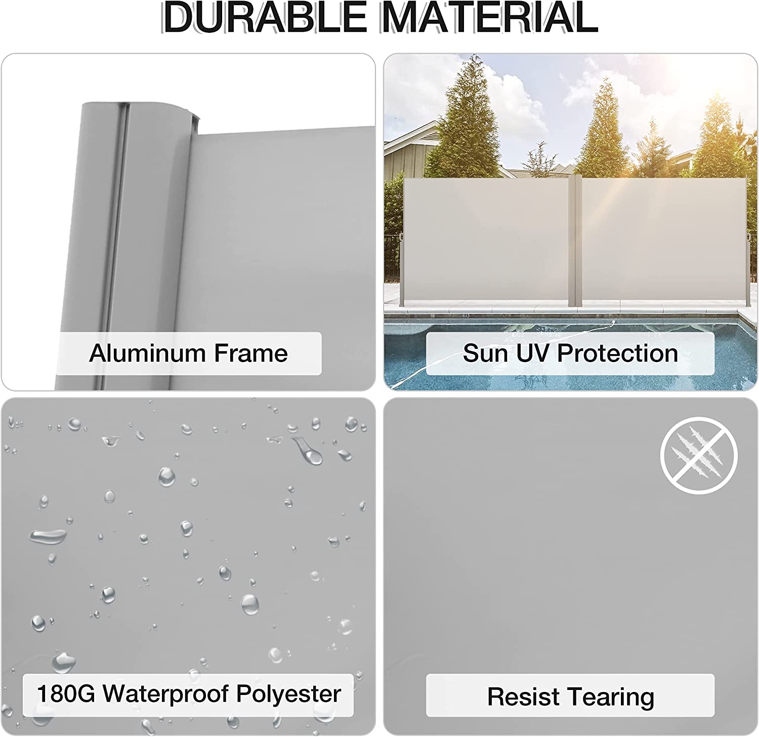 236"x78.7" Double Retractable Side Awning Patio Folding Side Sun Shade Screen - Bosonshop