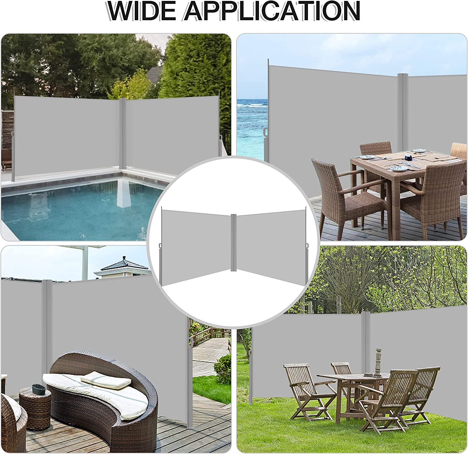 236"x78.7" Double Retractable Side Awning Patio Folding Side Sun Shade Screen - Bosonshop