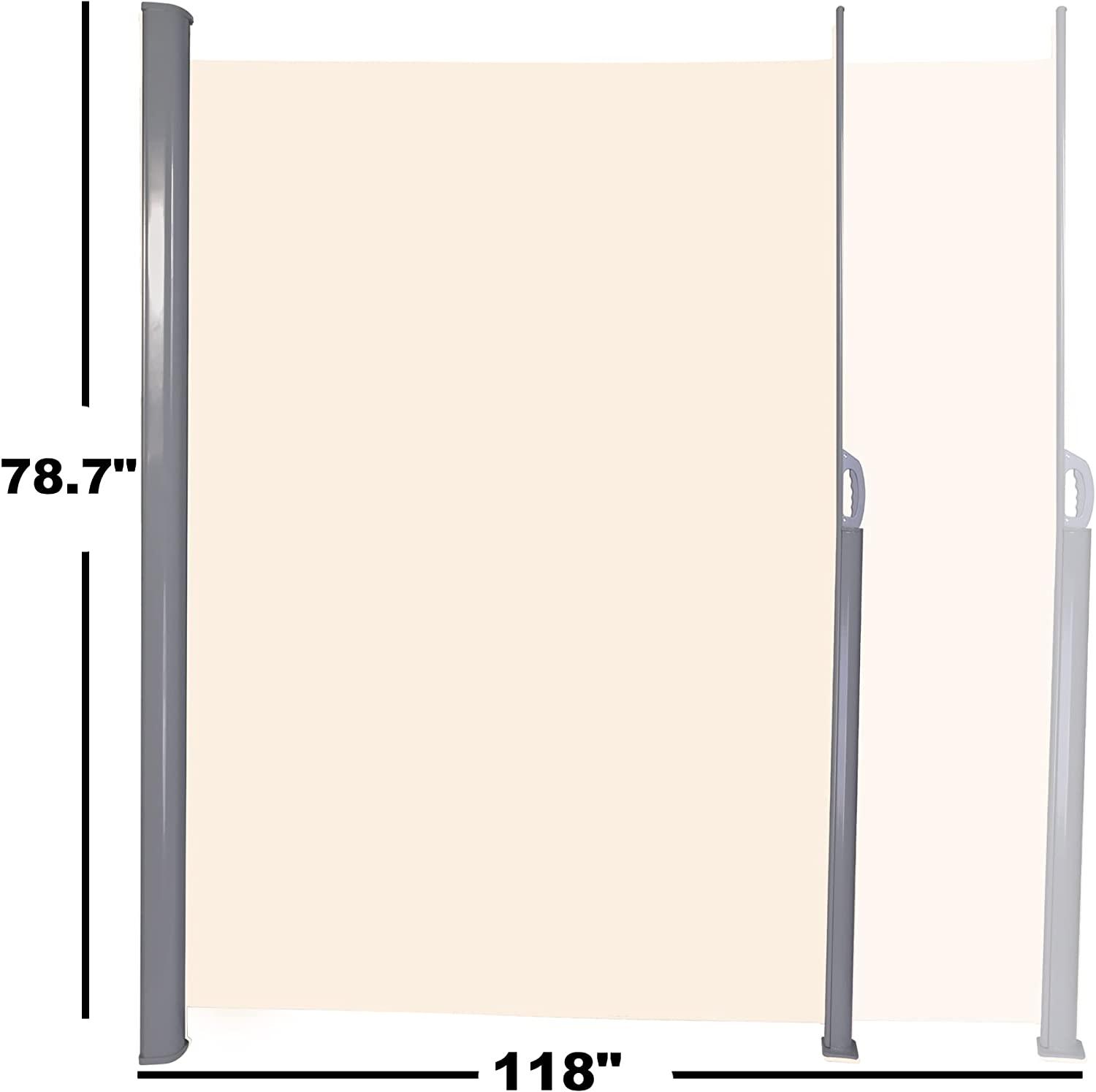 Retractable Side Awning Outdoor Privacy Screen Shade 118"x 78.7", Beige - Bosonshop