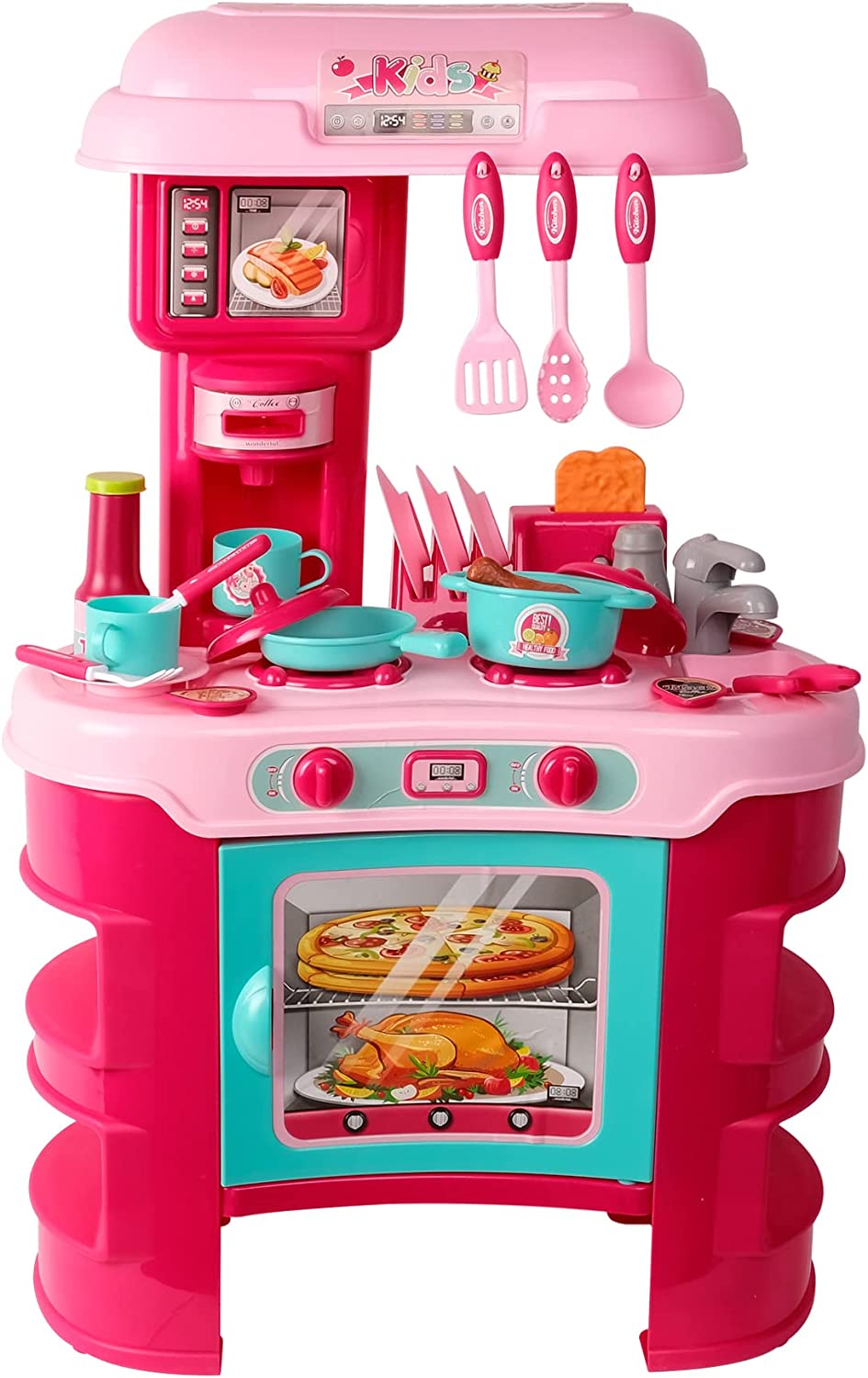 (Out of Stock) Playset Chef Kitchen Playset Pretend Cooking Food Play Dinnerware Toy Set - Bosonshop