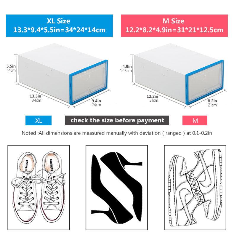 (Out of Stock) 6 Packs Transparent Foldable Shoes Organizers Box, White - Bosonshop