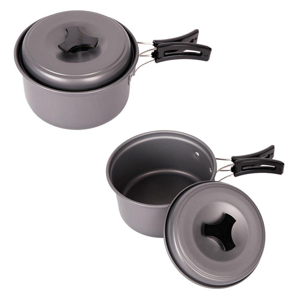 7 Pcs Outdoor Cooking Set Portable Lightweight Camping Kitchen Picnic Cookware Bowl Pot Pan for Hiking Backpacking - Bosonshop