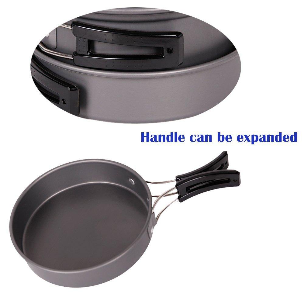7 Pcs Outdoor Cooking Set Portable Lightweight Camping Kitchen Picnic Cookware Bowl Pot Pan for Hiking Backpacking - Bosonshop