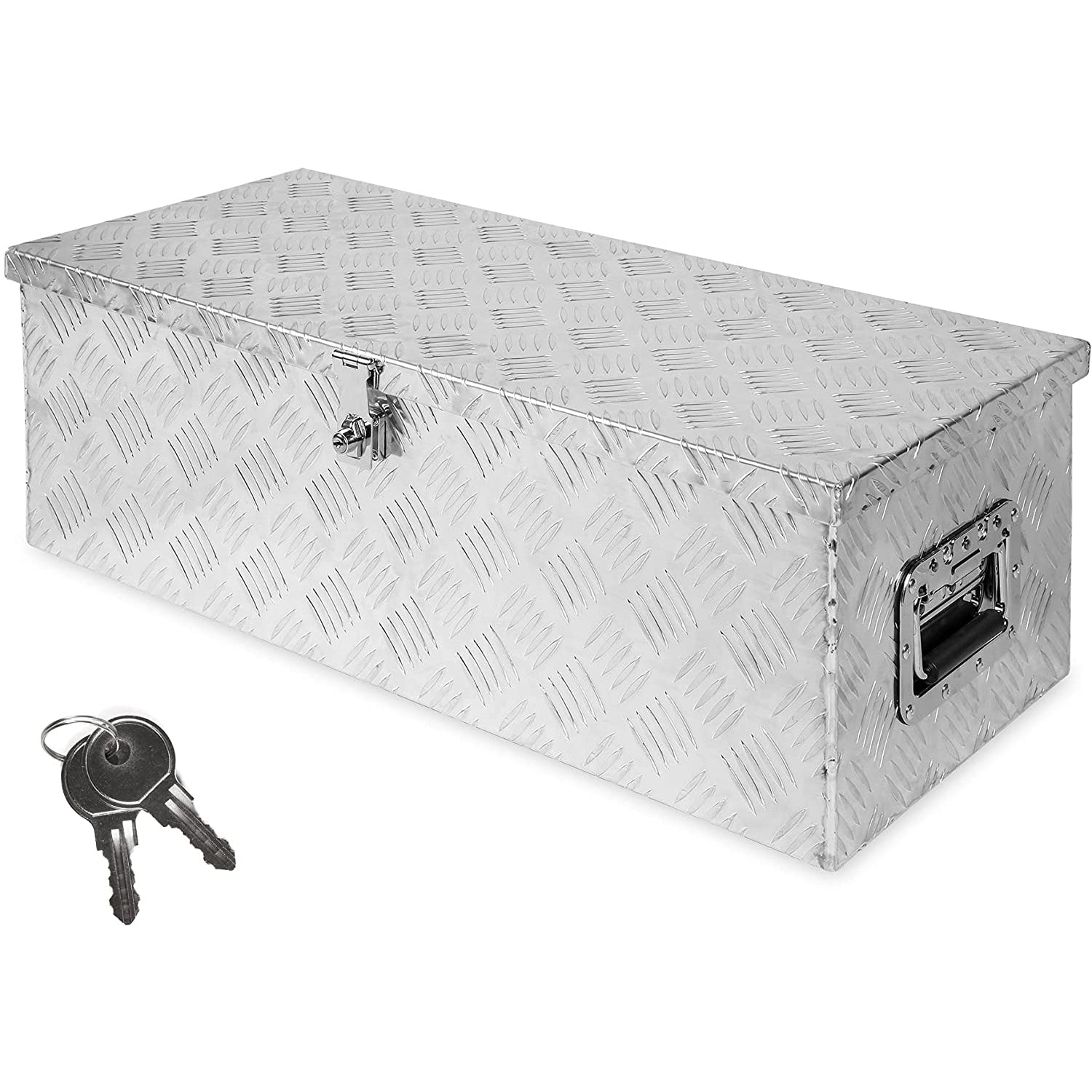 30" x 13.8" x 9.6" Aluminum Truck Tool Box Trailer RV Underbody Storage Toolbox w/ Lock & Keys - Bosonshop