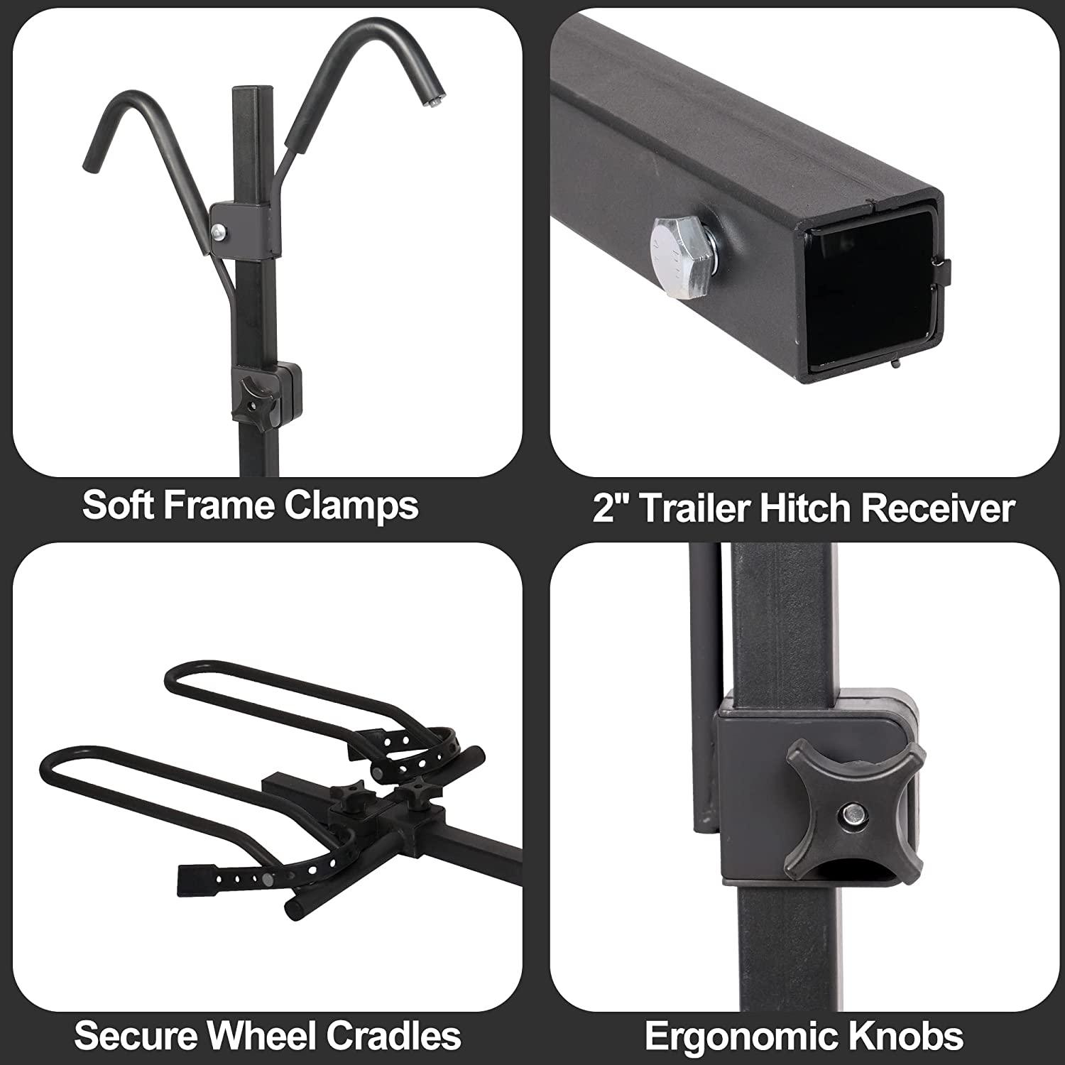 Hitch Mounted Bike Rack Bicycle Platform Style Carrier with 2" Hitch Receiver for Cars Trucks SUVs Minivans - Bosonshop