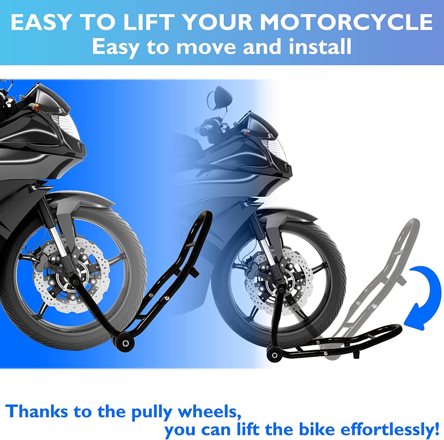 Motorcycle Stand Lift Front Rear Combo Lift Stand, Front Wheel Fork Stand Rear Wheel Swingarm Paddle Lift Stand, Universal Fit - Bosonshop