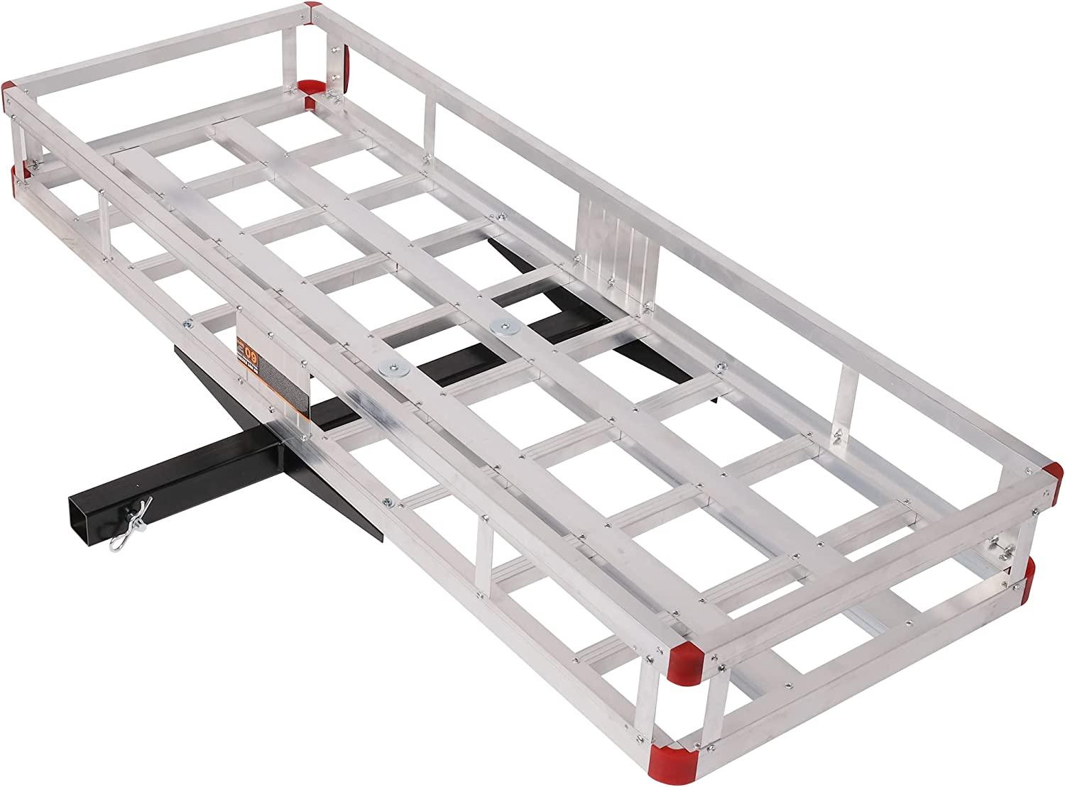 Aluminum Hitch Mounted Cargo Carrier,500 lbs Capacity, Silver - Bosonshop