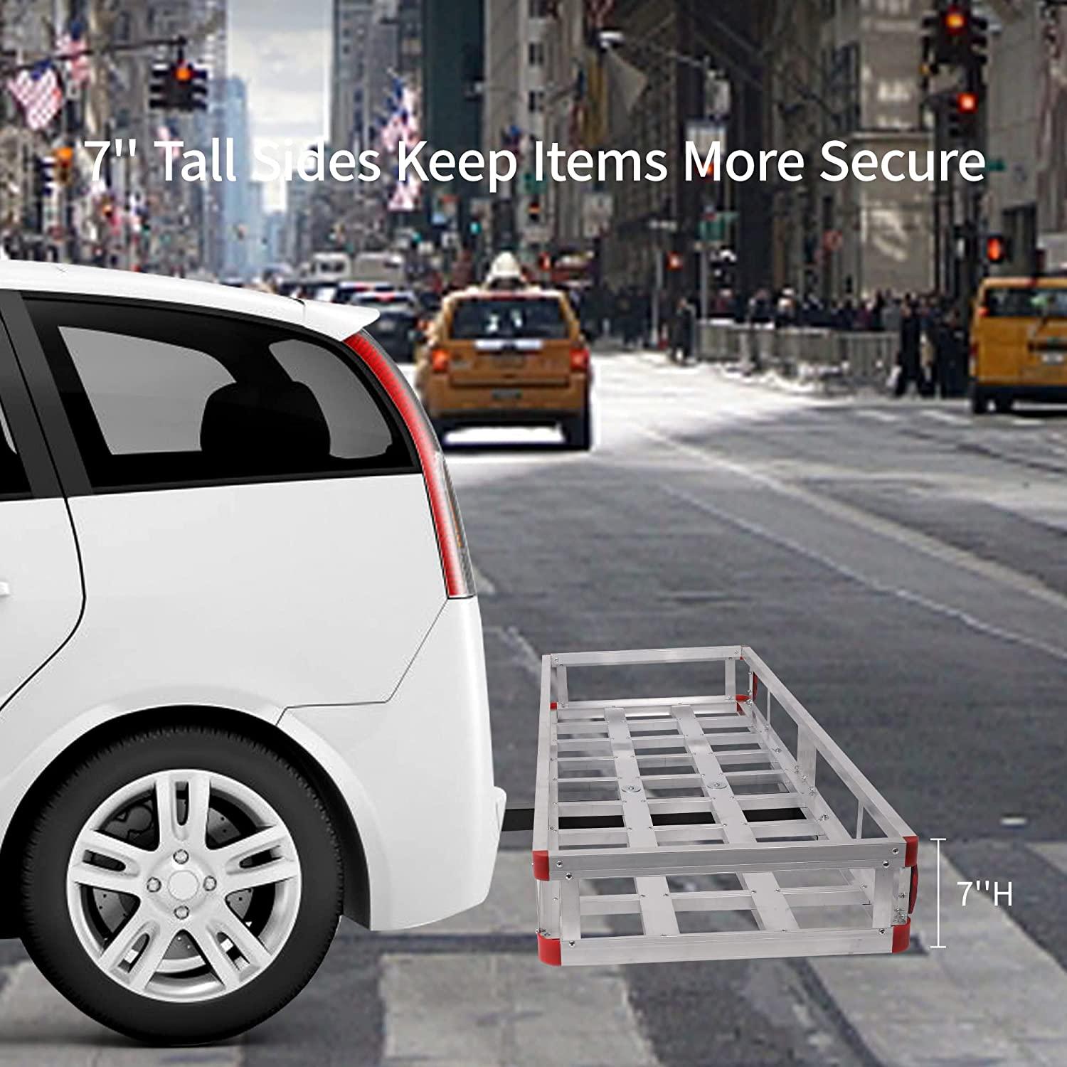 Aluminum Hitch Mounted Cargo Carrier,500 lbs Capacity, Silver - Bosonshop