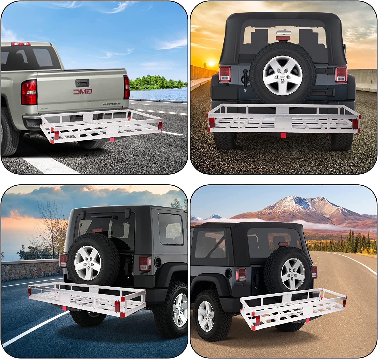 Aluminum Hitch Mounted Cargo Carrier,500 lbs Capacity, Silver - Bosonshop