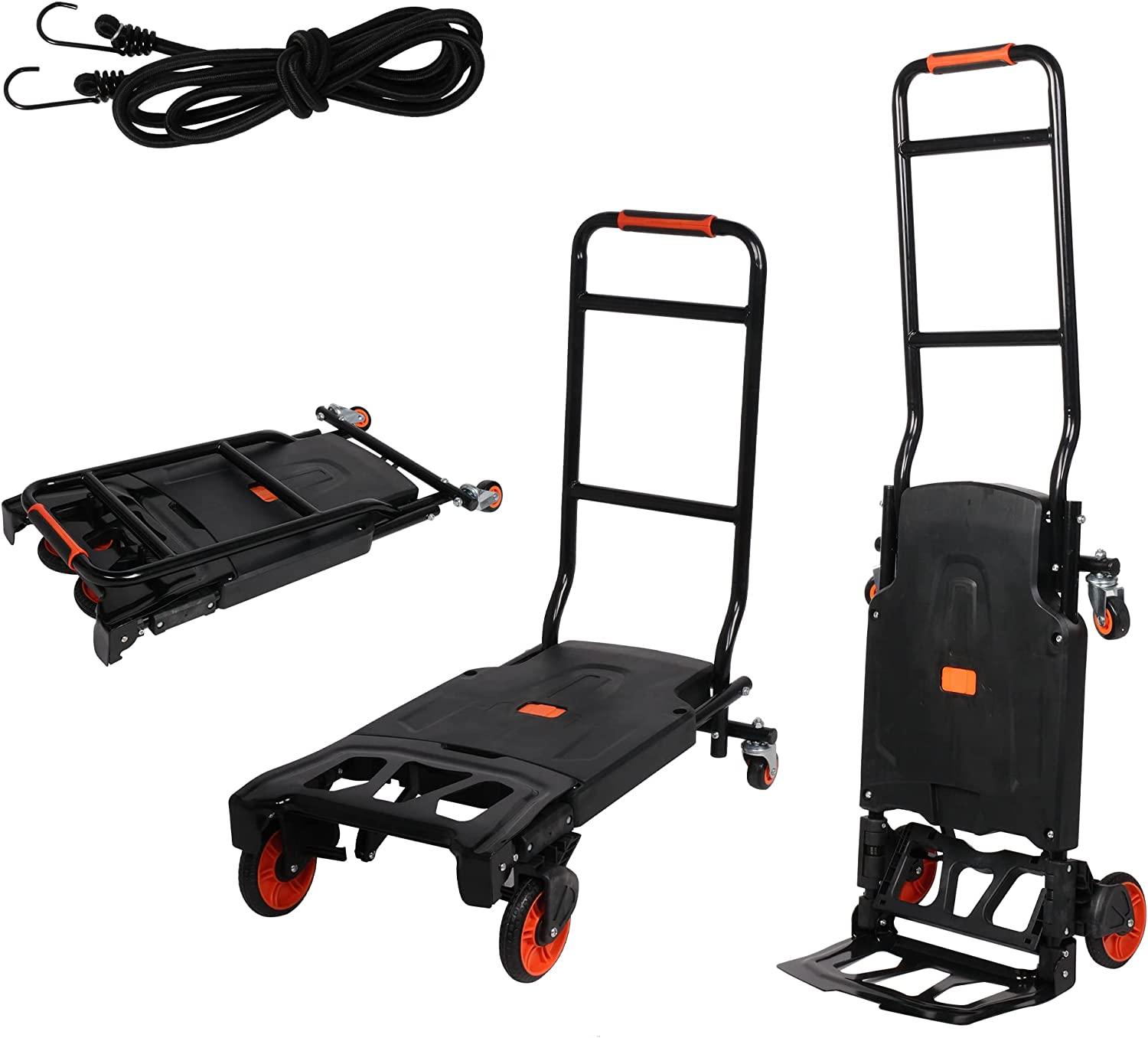 Folding Hand Truck Dolly Luggage Platform Cart with Bungee Cord - Bosonshop