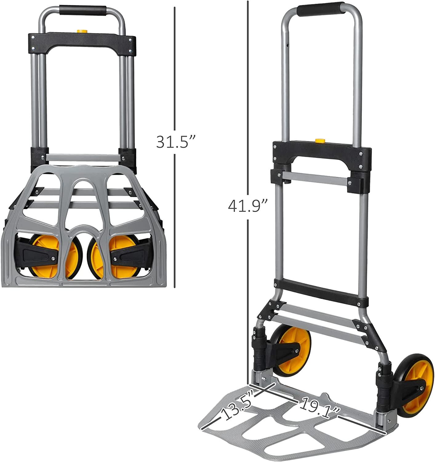 (Out of Stock) Heavy Duty Folding Hand Truck Dolly - 2 Wheel Aluminum Alloy Moving Hand Cart, 330LB Capacity - Bosonshop