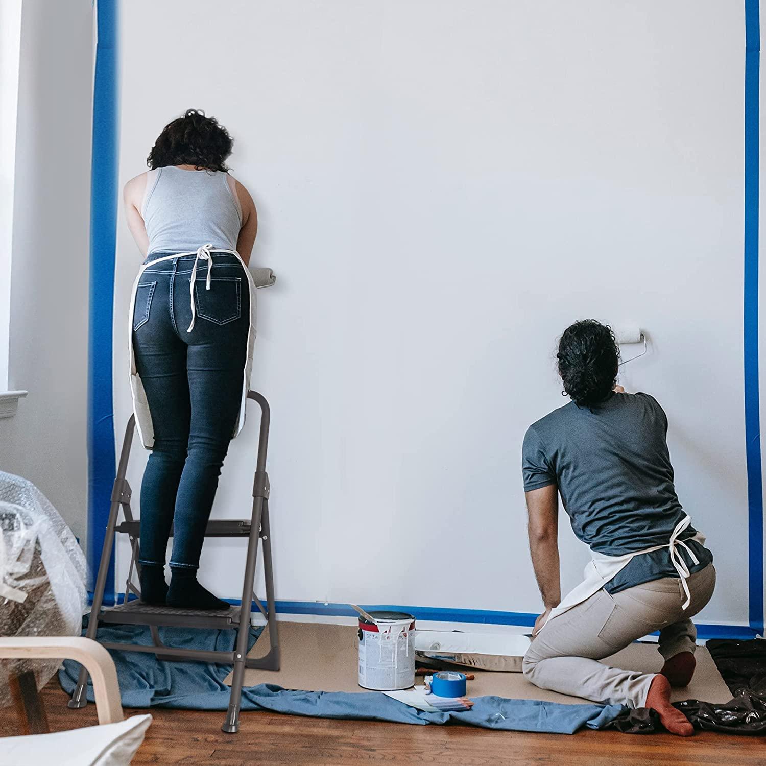 Step Ladder Folding Step Stool 2 Step Ladder with Wide Anti-Slip Pedal - Bosonshop