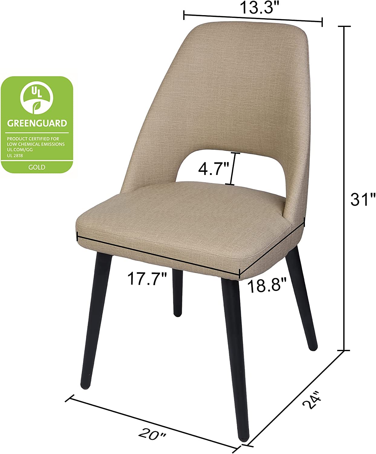 (Out of stock) Set of 2 Kitchen Dining Room Chair with Fire Retardant & Water Repellent Vinyl Leather Seat - Bosonshop