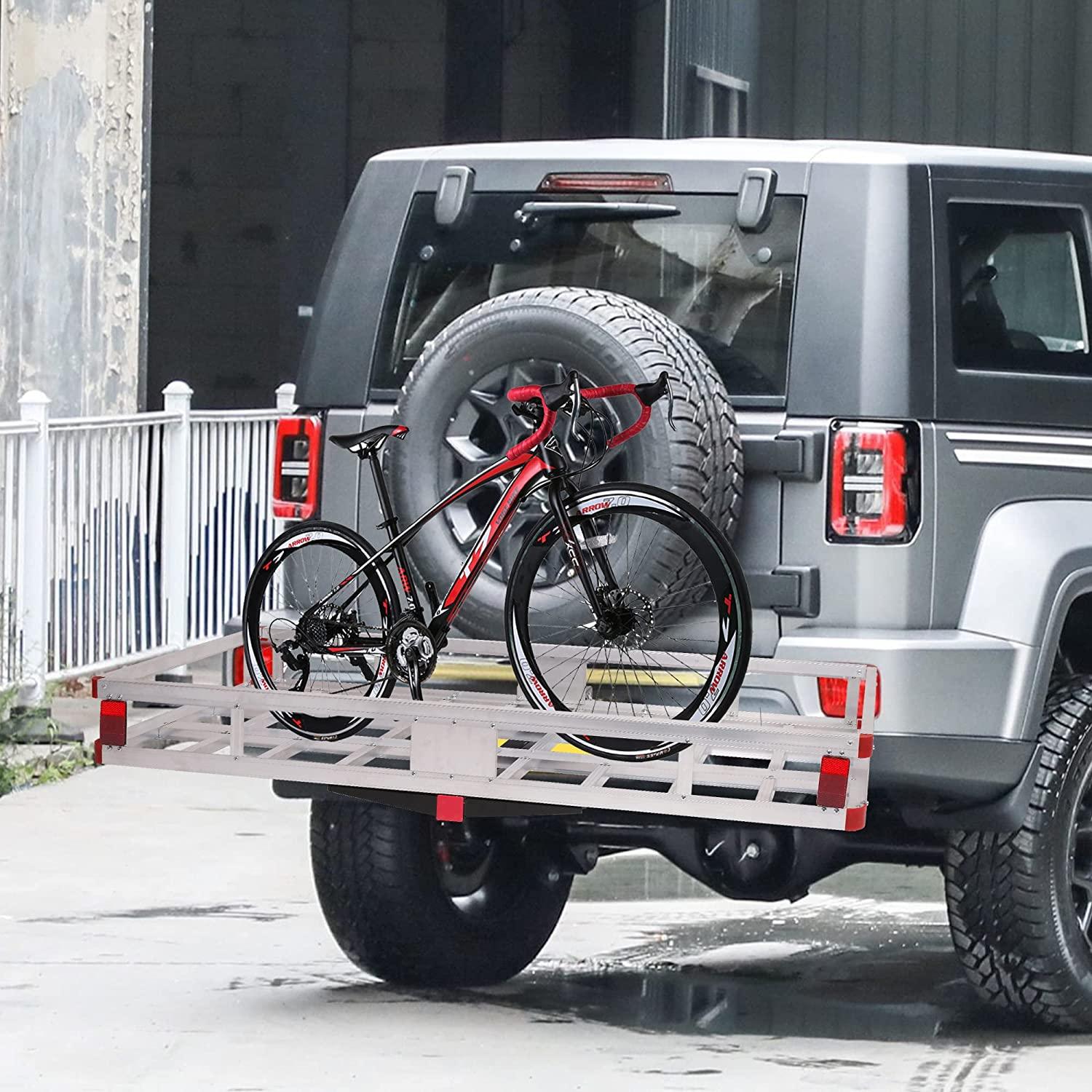 Aluminum Hitch Mounted Cargo Carrier,500 lbs Capacity, Silver - Bosonshop