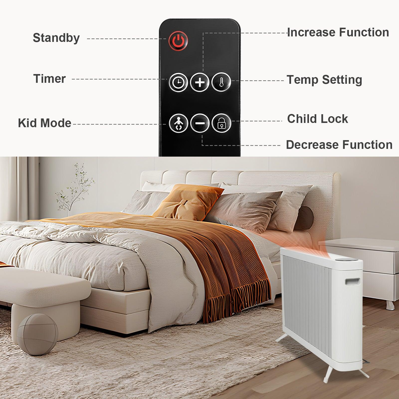 1500W Electric Baseboard Space Heater with Adjustable Thermostat , Remote Included and with Digital Display - Bosonshop