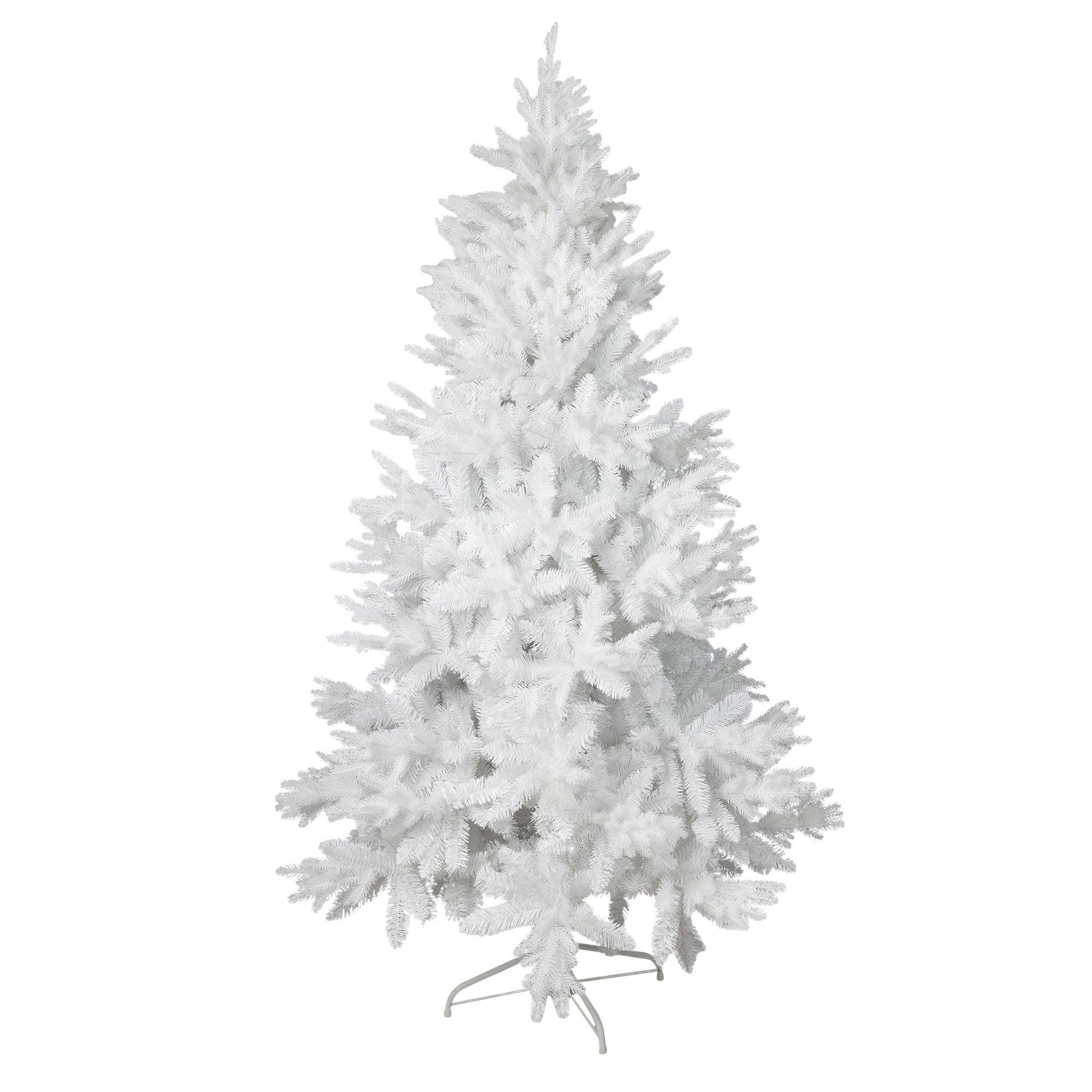 6.9' White Artificial Christmas Pine Tree Xmas Tree with 1150 Branch Tips Metal Stand