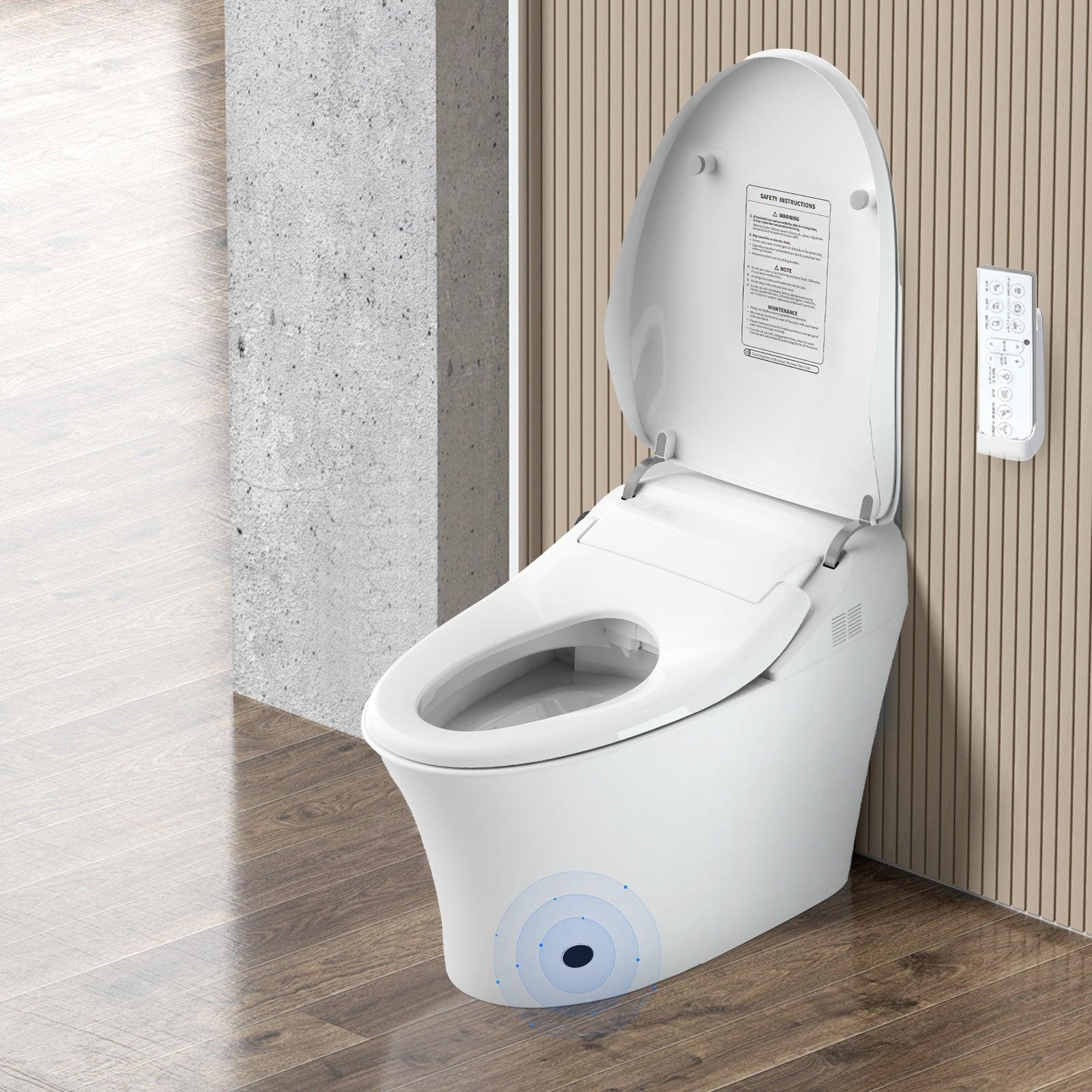 mart Toilet with Wireless Remote, Multiple Spray Modes, Heated Seat with Warm Water Sprayer and Dryer, Foot Sensor Modern Toilet Bidet Automatic Flush Toilet