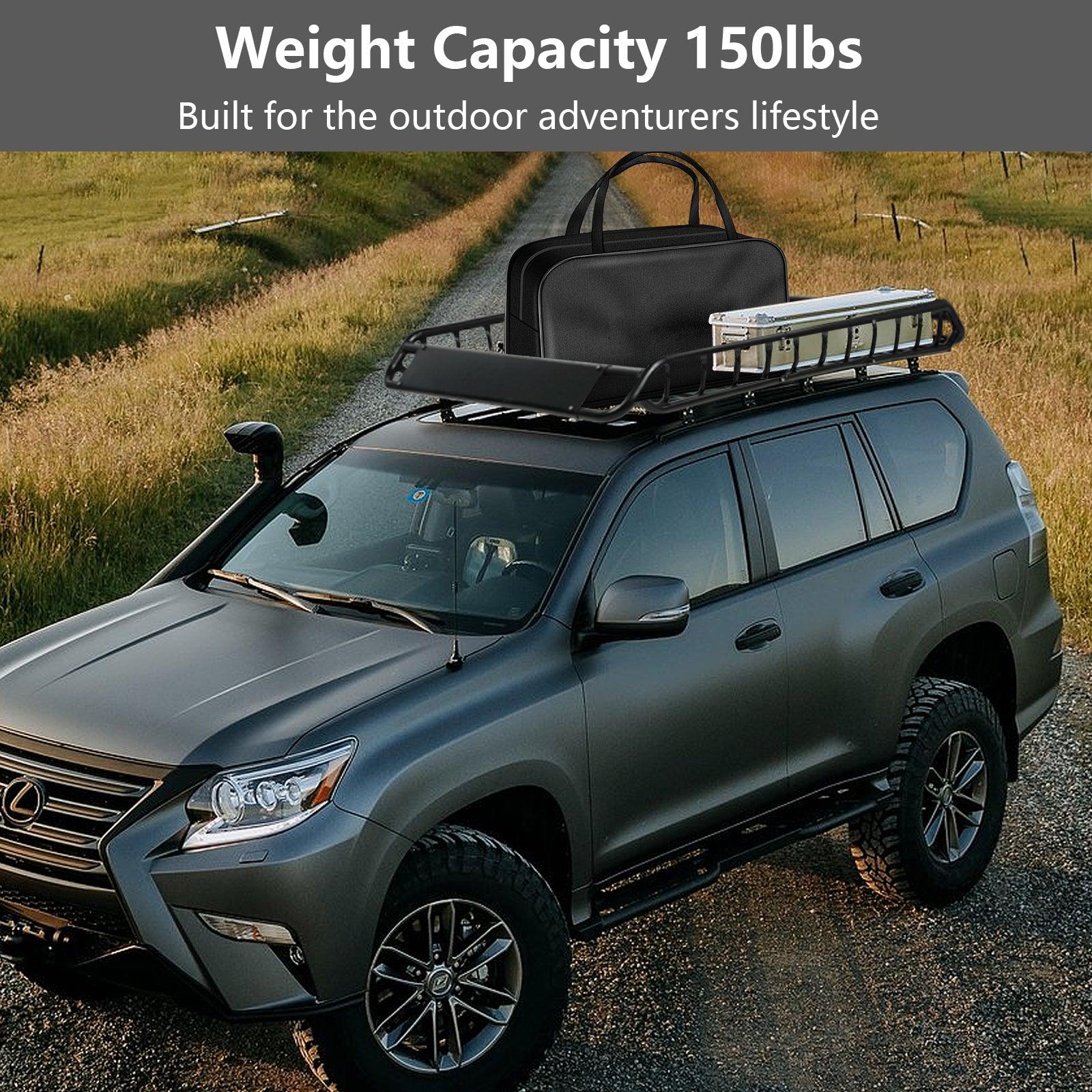 Universal Roof Rack Basket: 45 x 36 Inches Heavy-Duty Rooftop Cargo Rack, 150 lbs Cargo Carrier for SUV, Truck & Car - Black Luggage Holder - Bosonshop