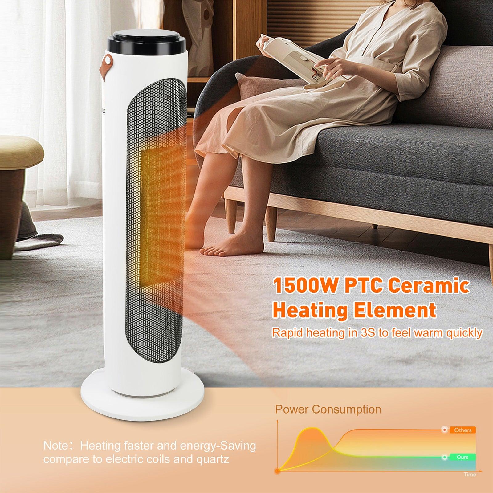 1500W Space Heaters PTC Oscillating Ceramic Heaters and Remote,24h Timer for Office Room Indoor - Bosonshop