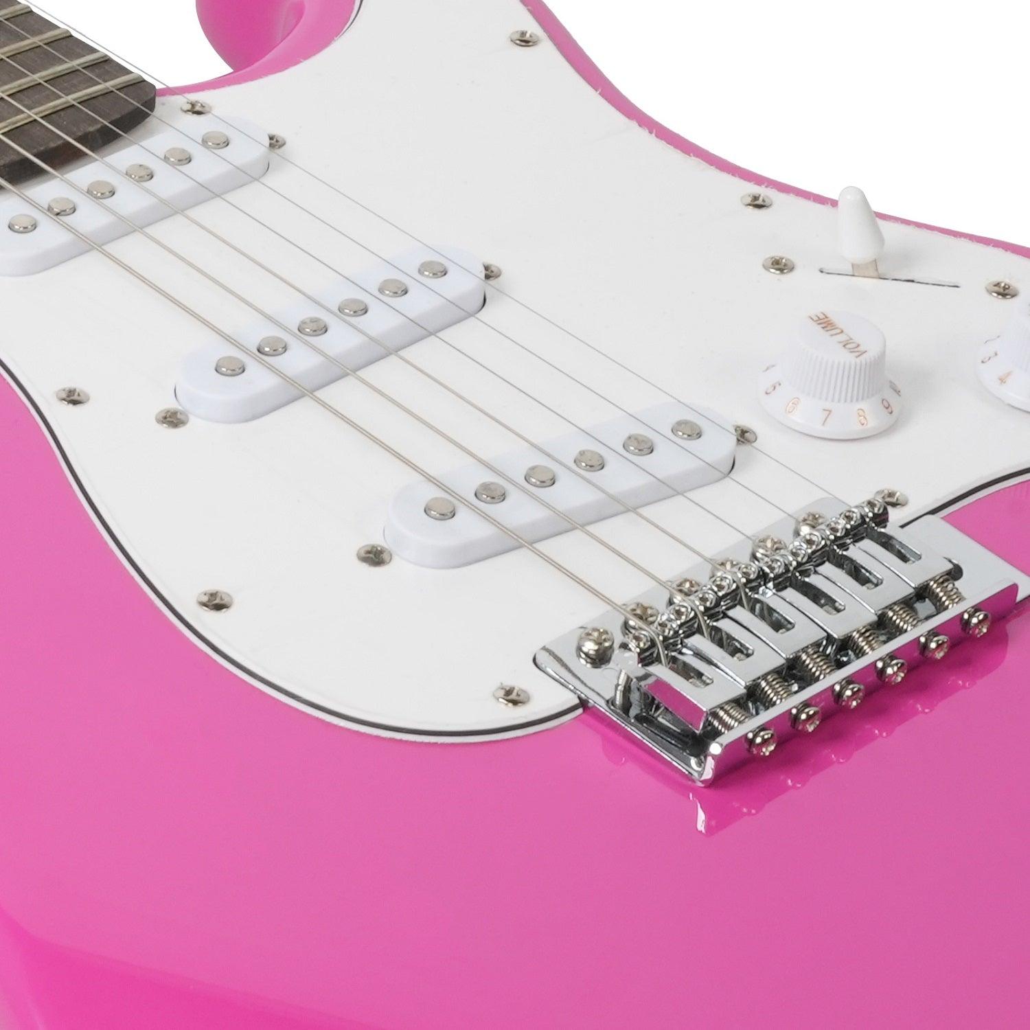 Entry Level Electric Guitar Set, 39" Teenage Electric Guitar w/ 15W Amplifier, Carrier Bag, Tuner, Strings, Picks, Cable, Pink - Bosonshop