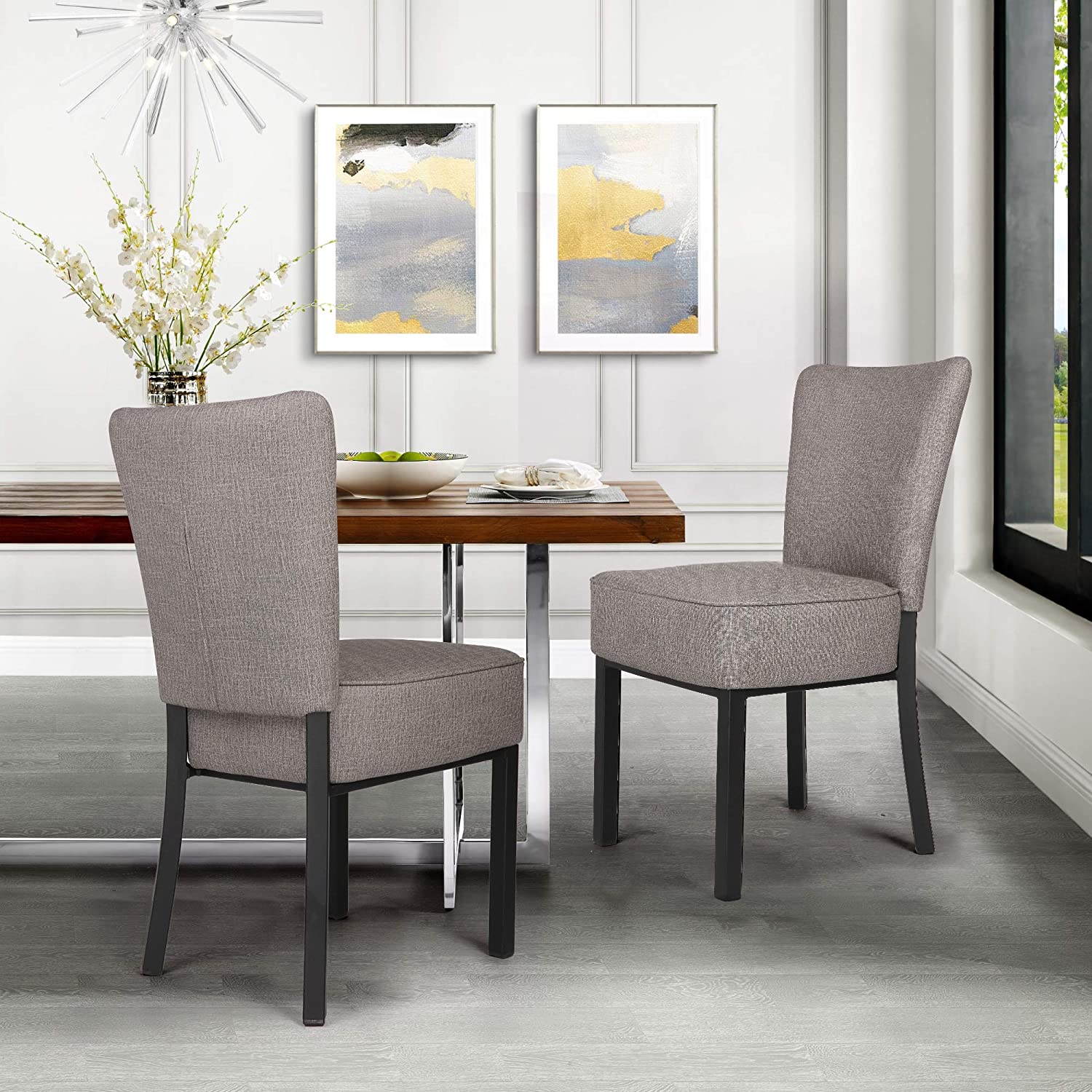 2 Set Kitchen Dining Chairs w/ Soft Cushion Modern Dining Room PU Leather Side Chairs - Bosonshop