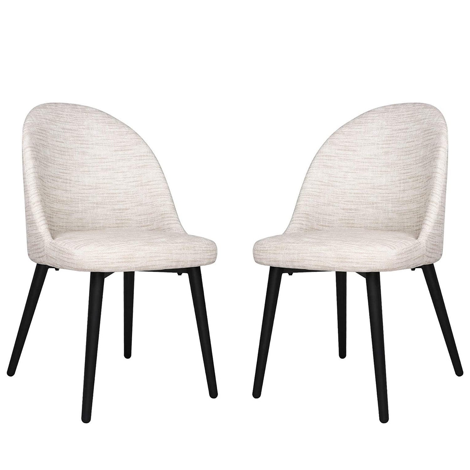 Classic Dining Chair Set of 2, Modern Family Leisure Chair with Steel Legs, PU Leather Mid Back Side Chair, White - Bosonshop