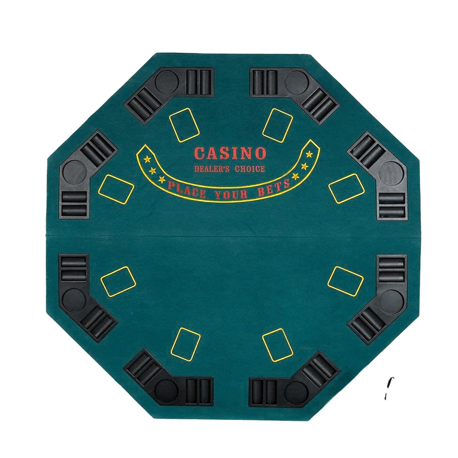 Foldable Texas Hold 'Em Foam Poker Table Card Topper Top Portable 8-Player Poker Tabletop Mat w/ Cup Holder and Carrying Bag - Bosonshop