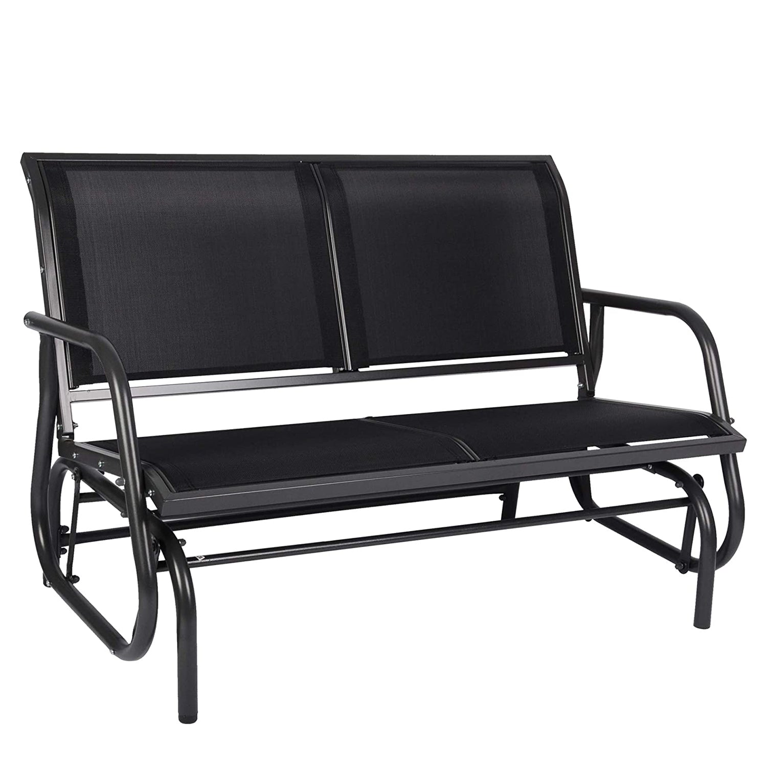 2 Seats Outdoor Patio Glider, Garden Breathable Loveseat Seating Gliding Swing Bench Chair with Anti-Rust Coating - Bosonshop