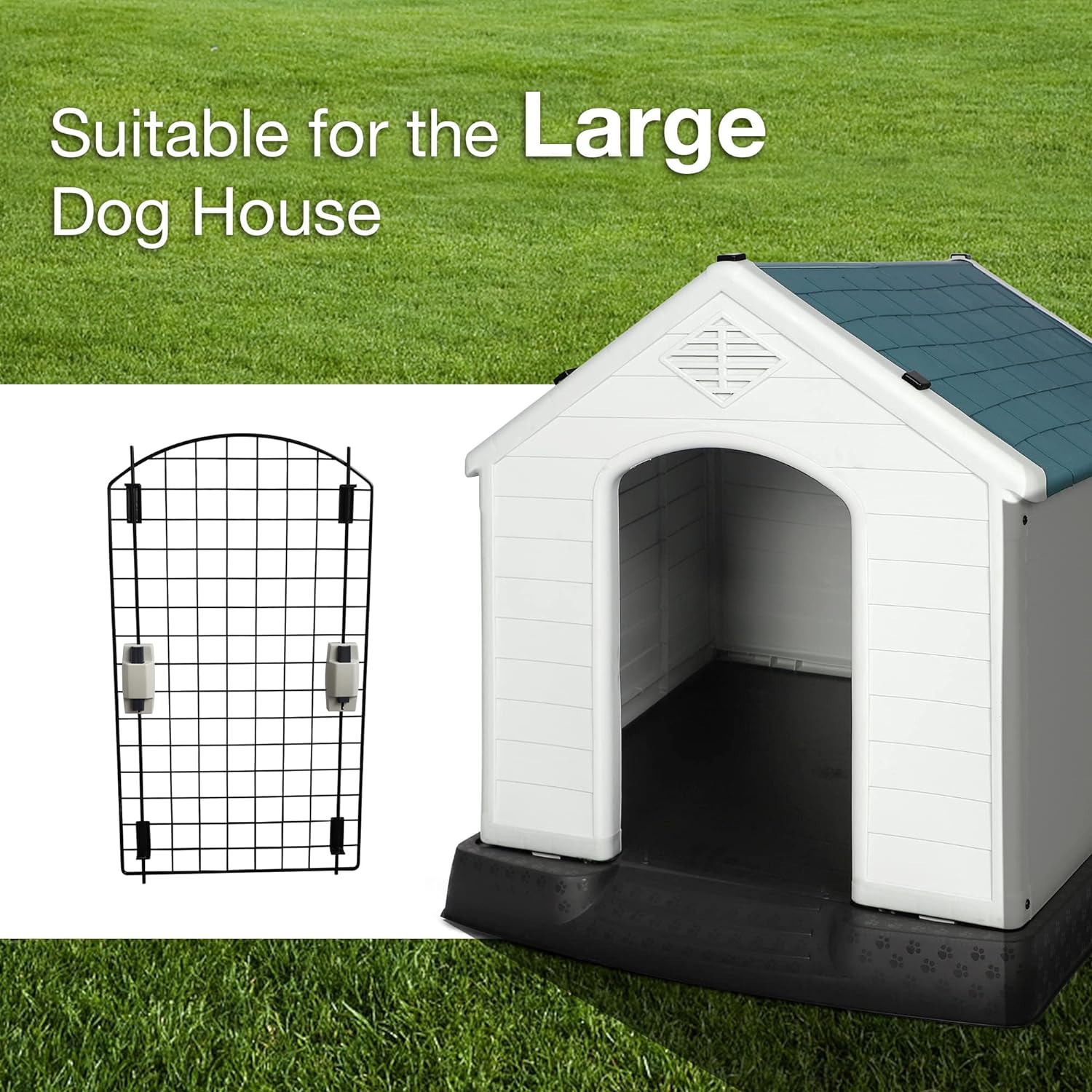 Outdoor Use Pet Dog House, Kennel Replacement Door, 24.41"Lx14.57"W, Black - Bosonshop