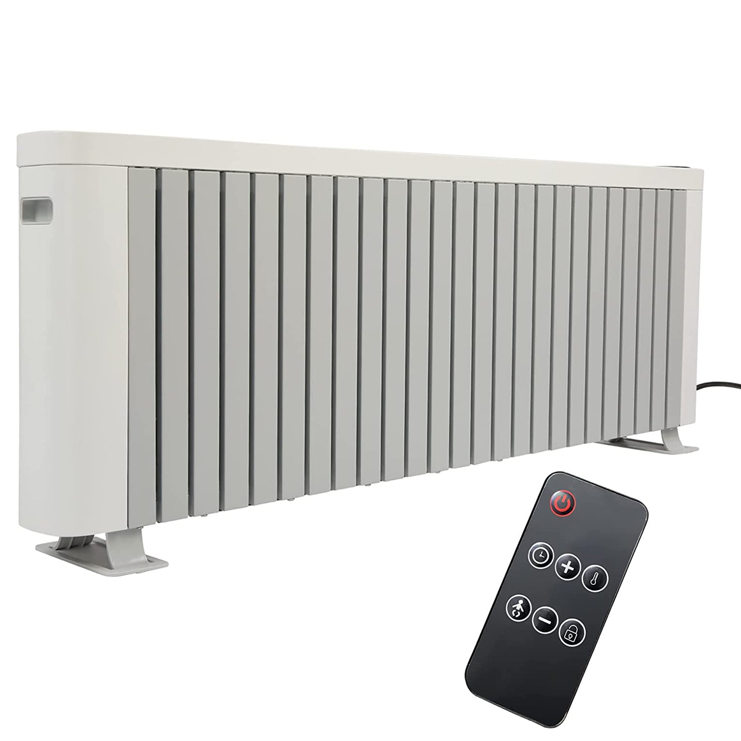 Efficient 1500W Baseboard Electric Heater, Silent Convection Heating, Remote Lock, LED Display, Multi-Protection