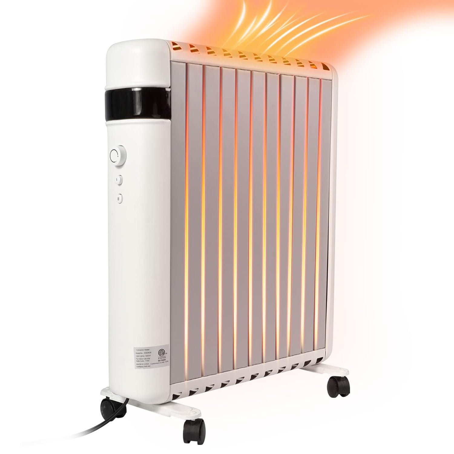 Electric Space Heater 1500W Panel Convector Heater with Wheels for Indoor Use Room Sizes up to 215ft. - Bosonshop