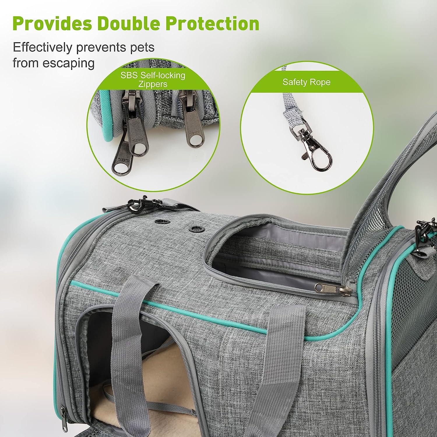 Airline Approved Pet Carrier for Cats Dogs Puppies Up to 16.5lbs with Breathable Mesh & Safe Locking Zippers