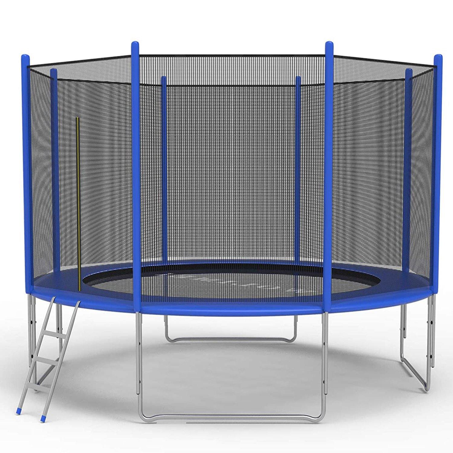 12 FT Trampoline For Kids And Family Outdoor Trampoline With Safety Enclosure Net, Ladder And Spring Cover - Backyard Bounce Jump Have Fun - Bosonshop