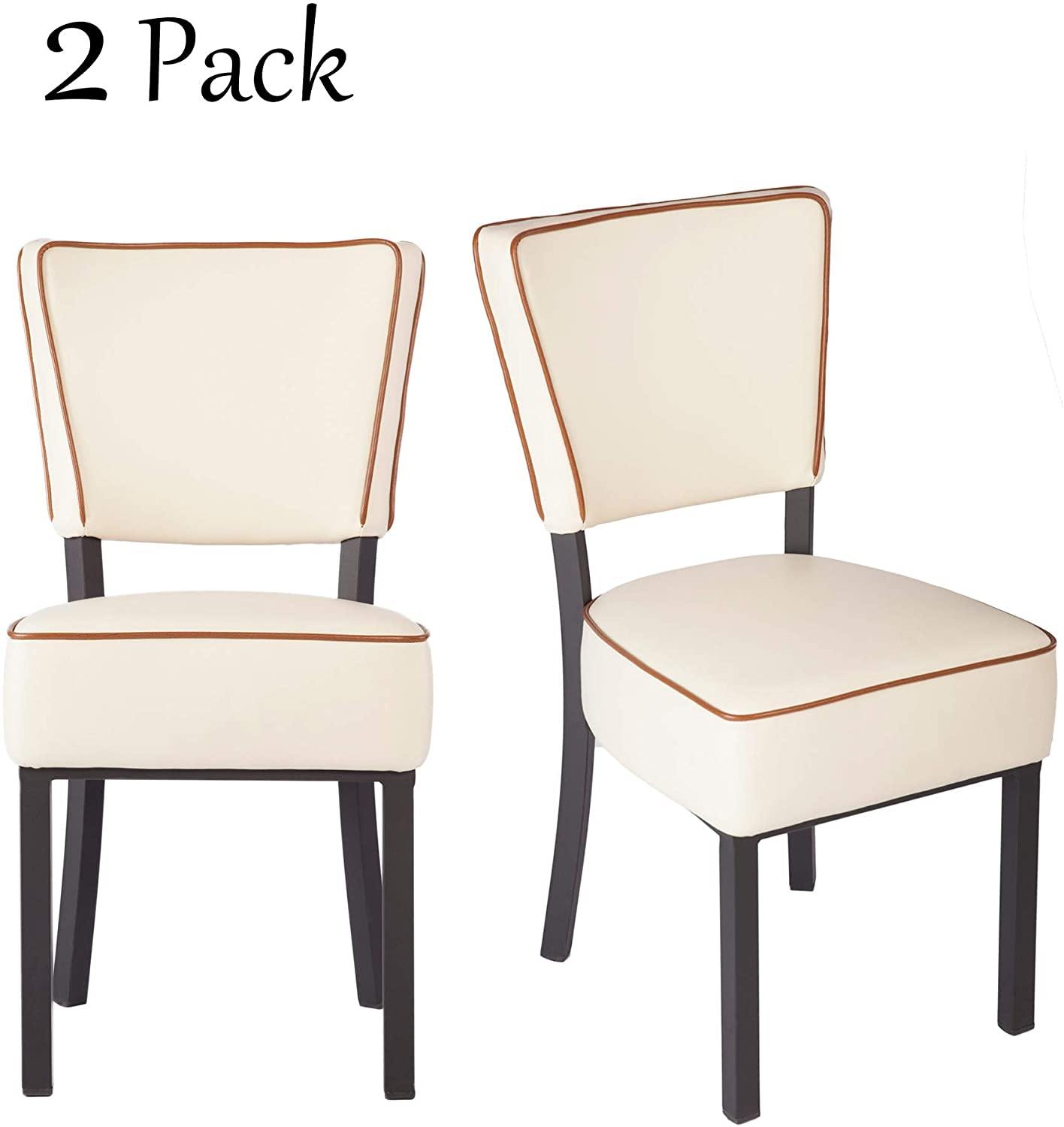 33" Upholstered Bar Stools with Cushioned Seat，Modern Dinning Kitchen Chair (Set of 2), Creamy-White - Bosonshop