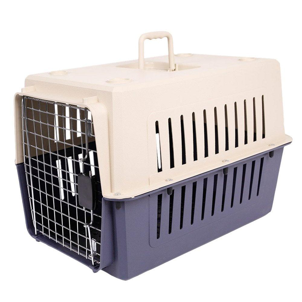 Bosonshop Plastic Cat & Dog Carrier Cage with Chrome Door Portable Pet Box Airline Approved, Large