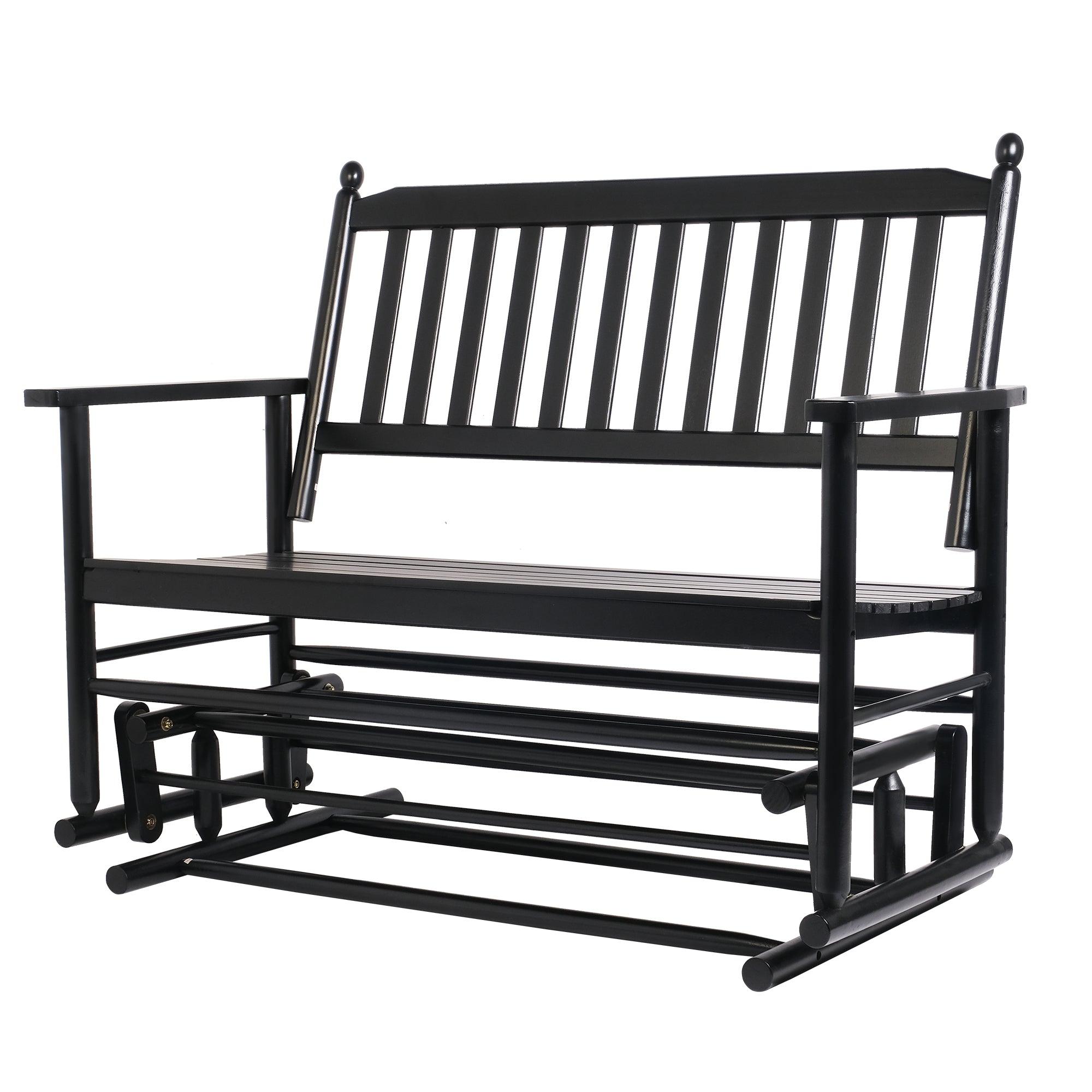 2 Person Swing Glider Chair, Wooden Garden Patio Rocking Seating Bench for Outside - Bosonshop