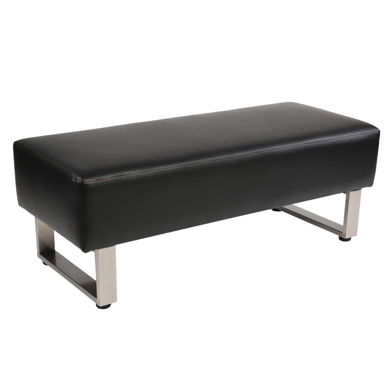 Bosonshop Modern PU Leather Dining Room Bench Upholstered Padded Seat, Black