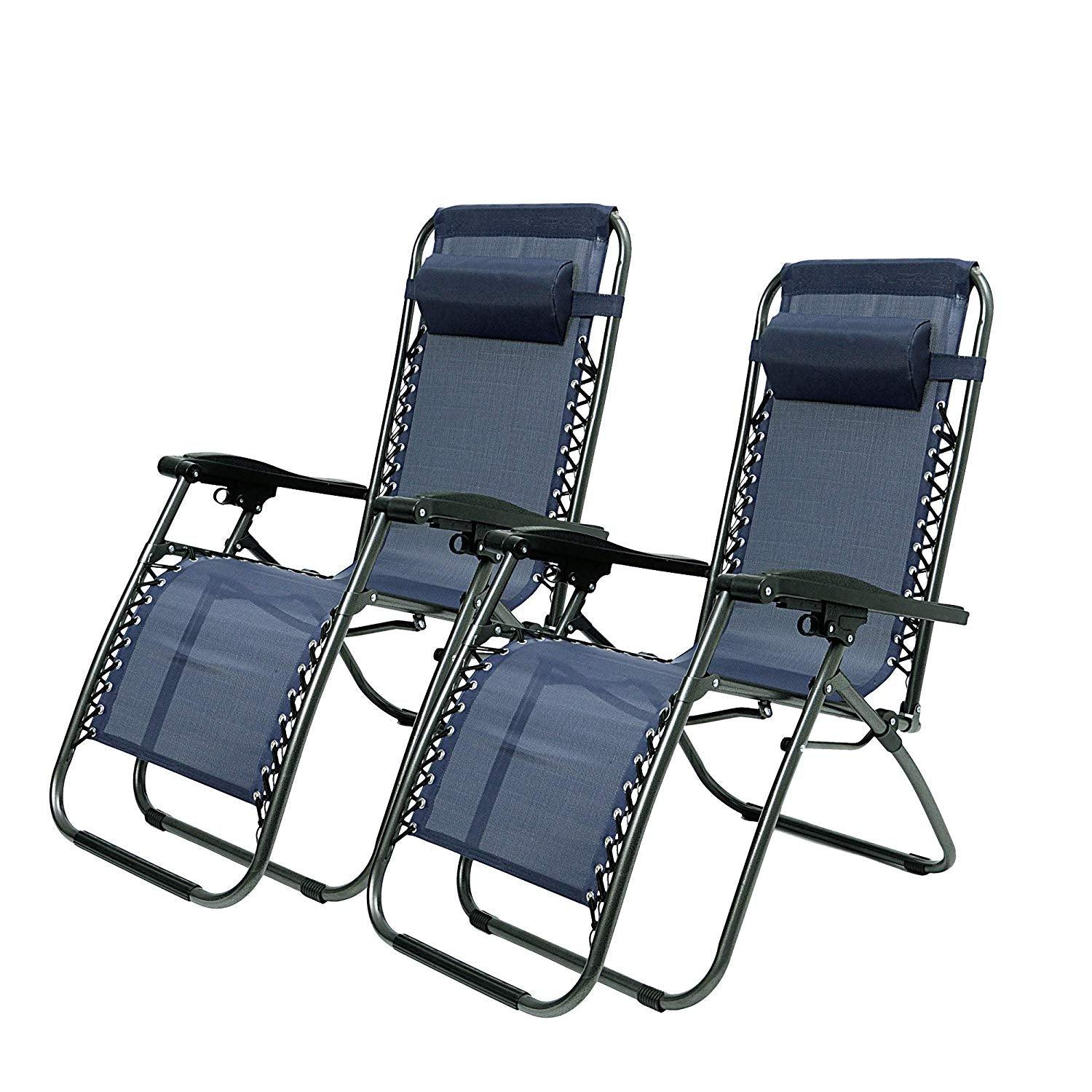 Bosonshop Adjustable Zero Gravity Patio Lounge Chairs 2PC Blue