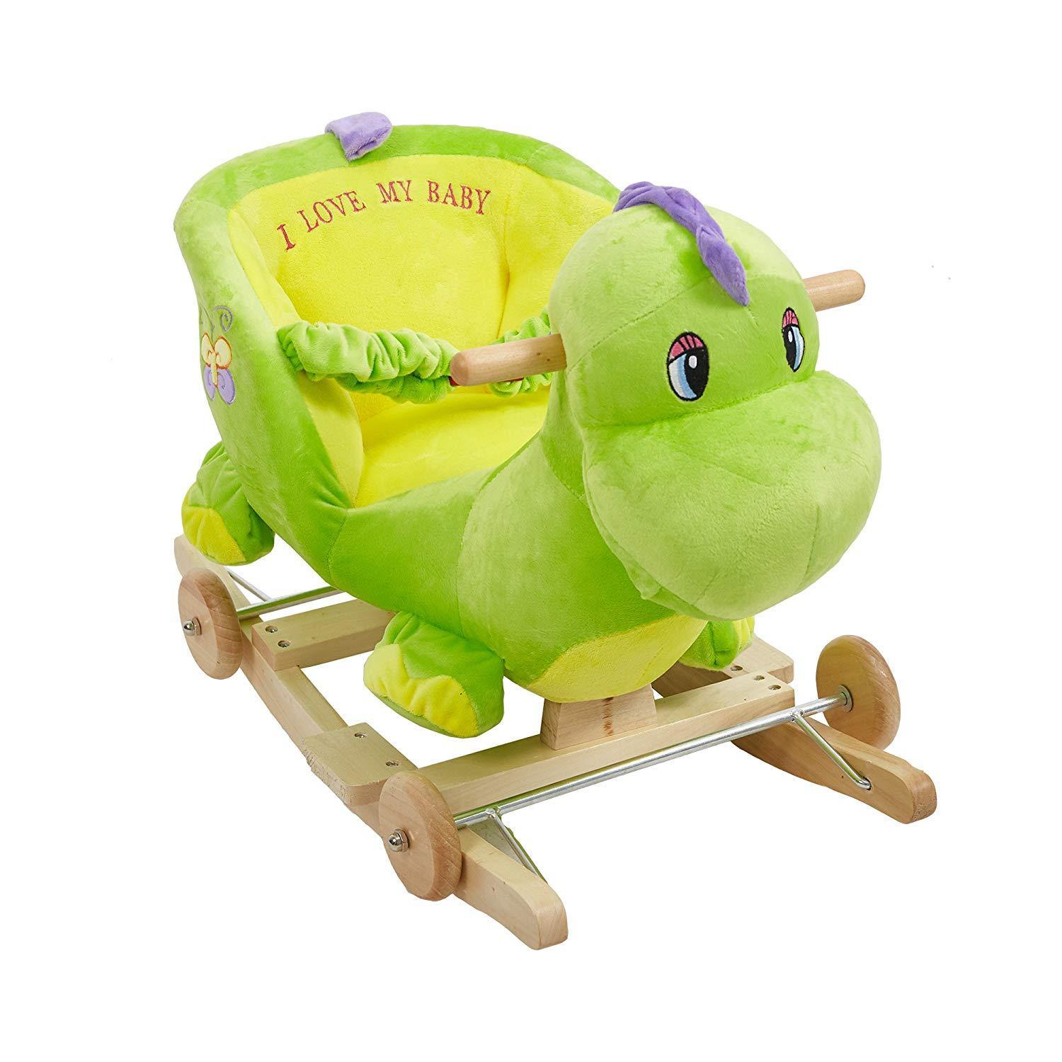 Bosonshop Baby Kids Toy Plush Rocking Horse Rocking Green Dinasour