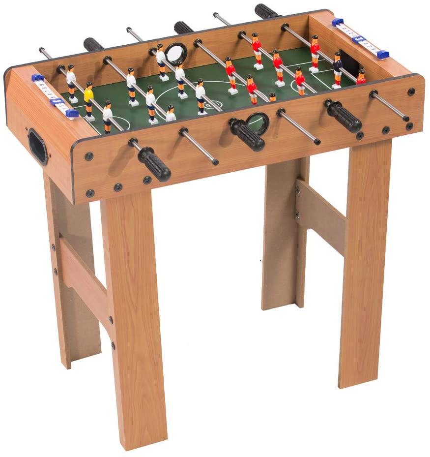 27" Football Table, Easily Assemble Wooden Soccer Game Table Top w/Footballs, Indoor Table Soccer Set - Bosonshop