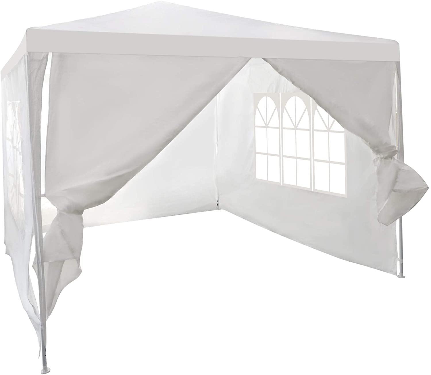 10' x 10' x 8.2' Folding Screened Sun Shelter Canopy Tent with Mesh Sidewalls - White - Bosonshop