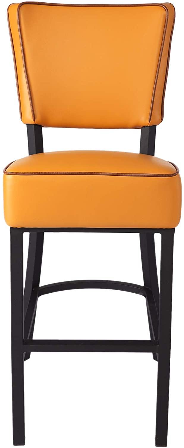 42" Upholstered Bar Stools with Cushioned Seat，Modern Dinning Kitchen Chair, Yellow - Bosonshop